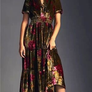 Anthropologie The Somerset Maxi Velvet Dress Small valentines romance pockets